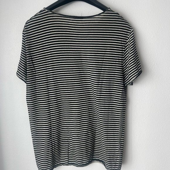 SAINT LAURENT STRIPE LINEN COTTON T-SHIRT - Picture 5 of 10